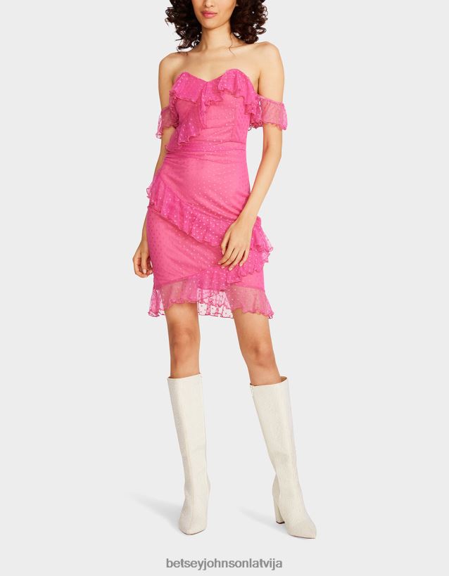 acs apkārt mini kleita bez lencītēm rozā Betsey Johnson H0660L279 sievietes apģērbs