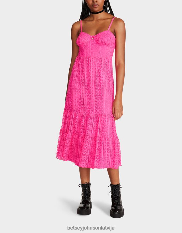 ava korsete midi kleita rozā Betsey Johnson H0660L285 sievietes apģērbs