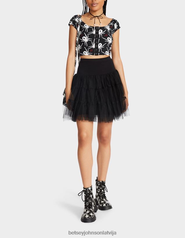 80. bash apgriezts pufīgs piedurkņu tops melns balts Betsey Johnson H0660L291 sievietes apģērbs - Noklikšķiniet uz Attēls, lai aizvērtu