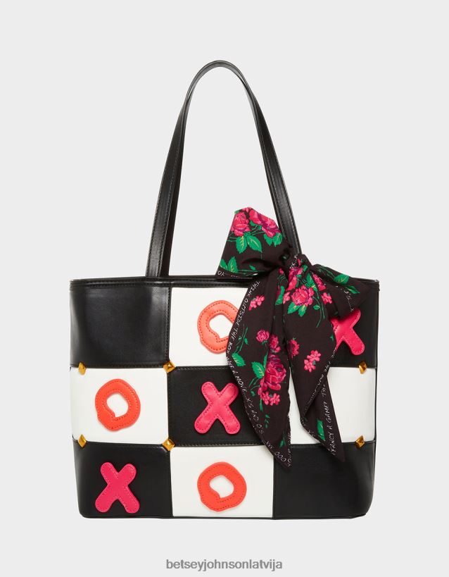 Tic Tac Tote (ar spēles figūrām) melns balts Betsey Johnson H0660L229 sievietes Piederumi
