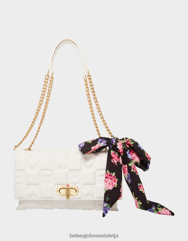 galvaskauss n sirdis ar atloku maisiņu balts Betsey Johnson H0660L228 sievietes Piederumi
