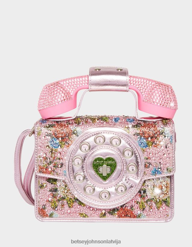 kičs gimme zvana telefona somiņu rozā Betsey Johnson H0660L208 sievietes Piederumi
