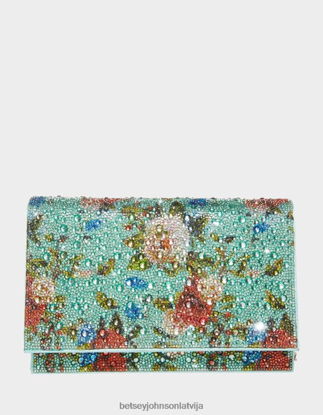 ziedu rhinestone pārloka soma piparmētru zaļa Betsey Johnson H0660L224 sievietes Piederumi