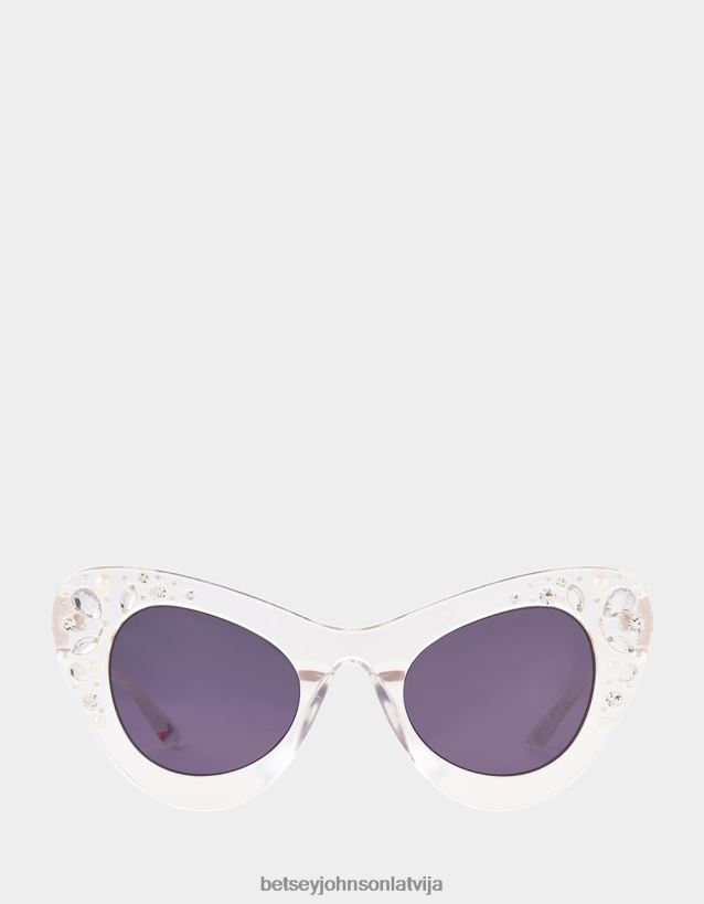 kroņa dārgakmeņu saulesbrilles balts Betsey Johnson H0660L389 sievietes Piederumi