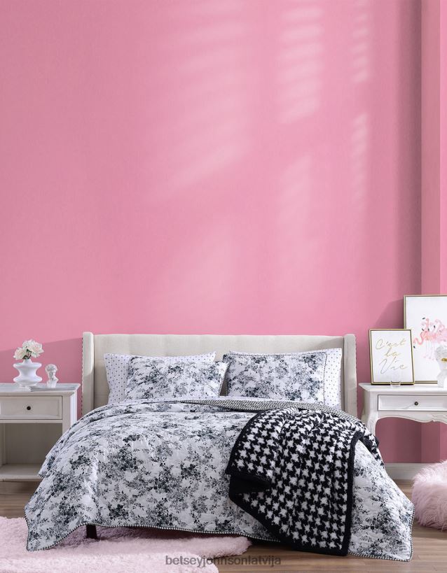 ziedu vīna dārza pilns karalienes segas komplekts melns Betsey Johnson H0660L415 unisex Piederumi