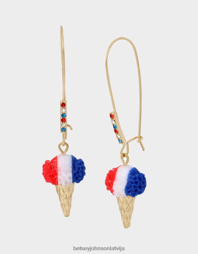 4. jūlija sniega konusa āķa auskari sarkans/balts/zils Betsey Johnson H0660L328 sievietes rotaslietas
