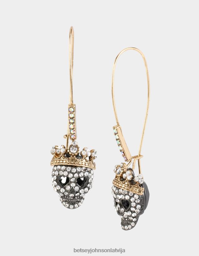 bruģēt galvaskausa āķa auskari kristāls Betsey Johnson H0660L362 sievietes rotaslietas