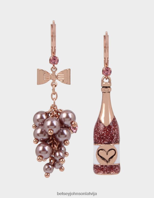 vīna un vīnogu nesakritības auskari rozā Betsey Johnson H0660L333 sievietes rotaslietas