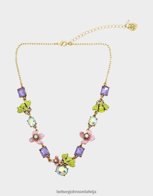 ziedu izstāde bišu puduru kaklarota multi Betsey Johnson H0660L334 sievietes rotaslietas