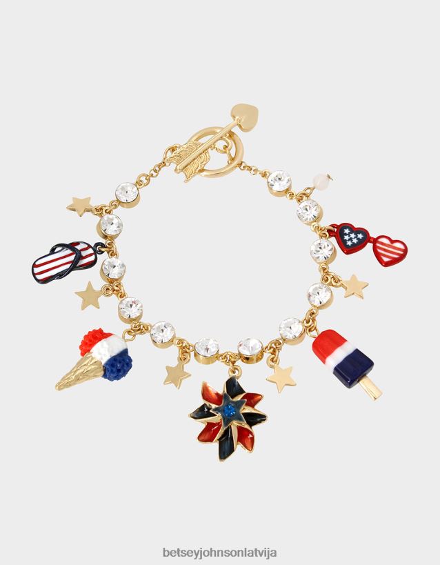 4. jūlija šarmu rokassprādze sarkans/balts/zils Betsey Johnson H0660L361 sievietes rotaslietas